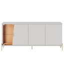 Ver imagem 3 de Kit Aparador Buffet 182cm e Cristaleira 2 Portas Pés Industrial Dourado Mosele C04 Off White Matte F