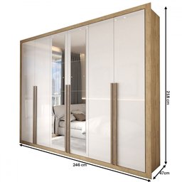 Guarda-roupa Casal Severo 6 Portas 6 Gavetas com Espelho - Panorama Móveis - 4