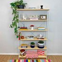 Ver imagem 1 de Estante Industrial de Ferro Ample 6 Prateleiras Natural e Branco