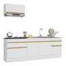 Armário de Cozinha Compacta 220cm com Rodapé Veneza Multimóveis V2109 Branco/Dourado - 2
