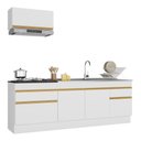 Ver imagem 1 de Armário de Cozinha Compacta 220cm com Rodapé Veneza Multimóveis V2109 Branco/Dourado