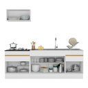 Ver imagem 6 de Armário de Cozinha Compacta 220cm com Rodapé Veneza Multimóveis V2109 Branco/Dourado