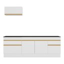 Ver imagem 7 de Armário de Cozinha Compacta 220cm com Rodapé Veneza Multimóveis V2109 Branco/Dourado