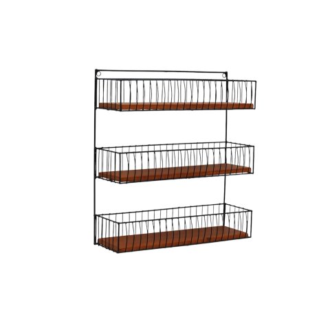 Fruteira Suspensa Tripla Artesanal Cozinha Frutas Legumes com Madeira Grande 60 Cm