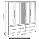 Ver imagem 4 de Guarda Roupa Casal 220cm 5 Portas Madeira Maciça Nira Tauari F07 - Mpozenato