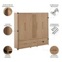 Ver imagem 3 de Guarda Roupa Casal 220cm 5 Portas Madeira Maciça Nira Tauari F07 - Mpozenato