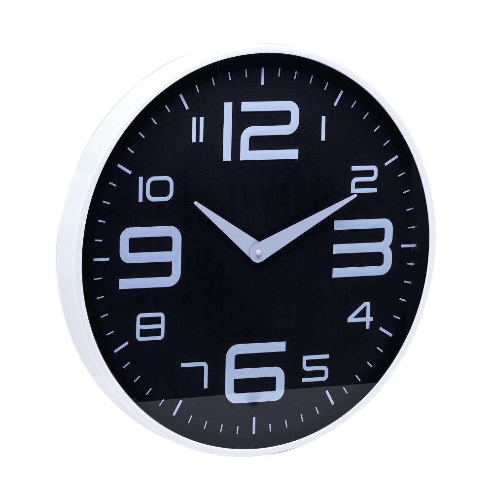 Relógio De Paredede Em Plástico Preto Com Branco 25Cm X 4Cm