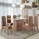 Ver imagem 1 de CONJUNTO SALA DE JANTAR LUANDA 1,35 X 0,90 COM 6 CADEIRAS AMÊNDOA 73B