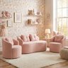 Kit de 01 Sofá Orgânico Curvo Feijão + 02 Poltronas Confortável Sala Estúdio Amore Bouclê Rosê - Mon - 1