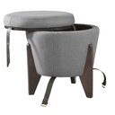 Ver imagem 6 de Pufe Mesa Centro Baú Pés Preto Linho Chumbo Soft Tampo Preto