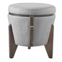 Ver imagem 5 de Pufe Mesa Centro Baú Pés Preto Linho Chumbo Soft Tampo Preto