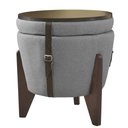 Ver imagem 4 de Pufe Mesa Centro Baú Pés Preto Linho Chumbo Soft Tampo Preto