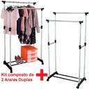 Ver imagem 3 de Arara Dupla de Roupas Regulável em Aço Inox com Sapateira