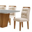 Ver imagem 2 de Mesa para Sala de Jantar Aida 180cm Mdf e 6 Cadeiras Moderna Veludo Creme/off White/imbuia