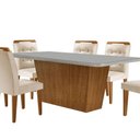Ver imagem 3 de Mesa para Sala de Jantar Aida 180cm Mdf e 6 Cadeiras Moderna Veludo Creme/off White/imbuia
