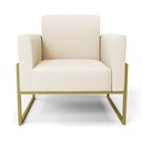 Ver imagem 3 de Kit 2 Poltronas Base Industrial Alta Dourado Marisa Linho Bege A19 D03 - D’Rossi