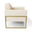 Ver imagem 4 de Kit 2 Poltronas Base Industrial Alta Dourado Marisa Linho Bege A19 D03 - D’Rossi