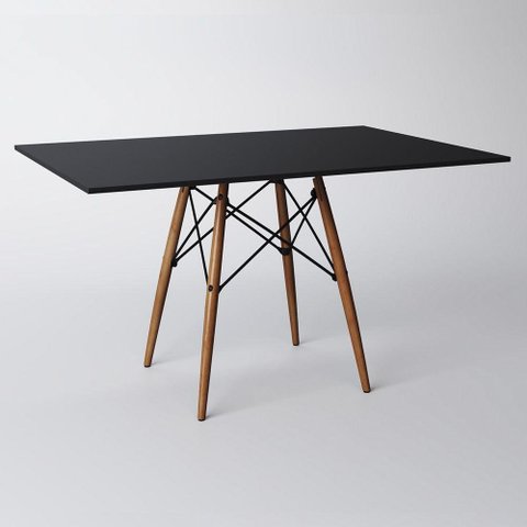 Mesa Eiffel Wood Tampo Retangular De Madeira 120 X 80 Cm Preto