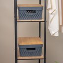 Ver imagem 4 de Kit 2 caixas organizadoras multiuso empilhável com tampa de bambu poá 10L cinza - Oikos