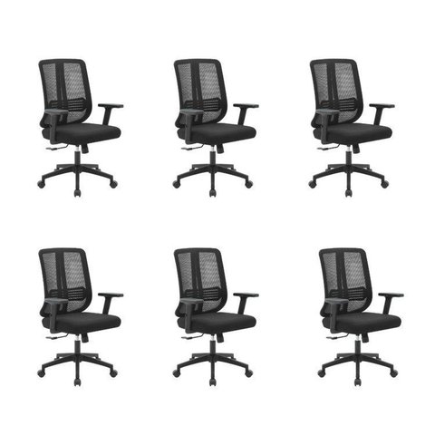 Kit com 6 Cadeiras Office Diretor Ajustavel e Ergonomica com Nr 17 Montana