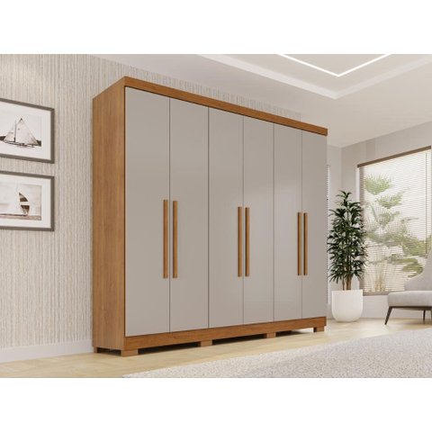 Guarda-Roupa Casal com 6 Portas 180cm Multimóveis Cinamomo/Off White