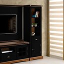 Ver imagem 2 de Torre Manchester 01 Porta 01 Gaveta 02 Prateleiras 2035 Linz Móveis - Preto/imbuia Glazer