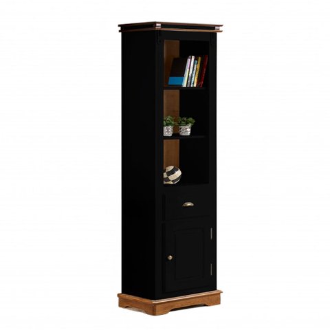 Torre Manchester 01 Porta 01 Gaveta 02 Prateleiras 2035 Linz Móveis - Preto/imbuia Glazer