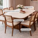 Ver imagem 2 de Conjunto de Jantar Mesa Retangular com Vidro Kalina 8 Cadeiras Saga - Canella c/ Cru