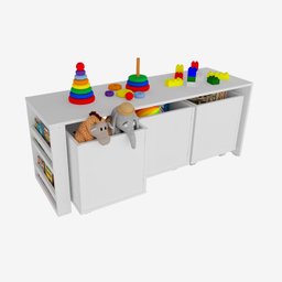 Rack Com Baús Infantil Com Porta Livros Carmo 100% Mdf WoodCore - 3