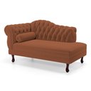 Ver imagem 3 de Divã Recamier Chaise Longue Lavínia 150cm Capitonê Pés de Madeira Bouclê Terracota - Desk