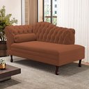 Ver imagem 5 de Divã Recamier Chaise Longue Lavínia 150cm Capitonê Pés de Madeira Bouclê Terracota - Desk