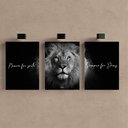 Ver imagem 2 de Kit 3 Quadro Decorativo Leão de Judá Preto Jesus Cristã Deus Qualidade Premium Moderno Luxo 28x20cm