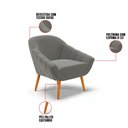 Ver imagem 6 de Kit 01 Namoradeira 02 Lugares e 02 Poltronas Giovana Suede Grafite Pés Palito Castanho - D’Rossi