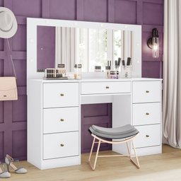 Penteadeira Camarim 7 Gavetas LED Happy Espresso Móveis - 1 Penteadeira Camarim 7 Gavetas LED Happy Espresso Móveis - 1