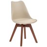 Cadeira Estofada Eames Leda Vértice em Madeira Maciça Base Nozes - Nude - 1