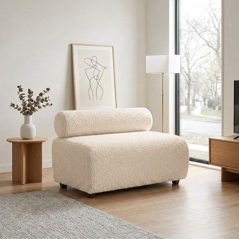 Sofá 2 Lugares Namoradeira Orgânico para Sala 120 cm Zarah Bouclê Ted D03 - D'Rossi