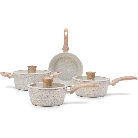 Jogo de Panelas Brinox Antiaderente Ceramic Life 4 Peças Sirius com Indução Vanilla