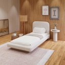 Ver imagem 1 de Cama Solteiro e Cabeceira Estofada 100% Mdf sob Medida Luxo Cor:linho Persa