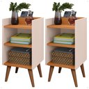 Ver imagem 1 de Kit 2 Mesas de Cabeceiras Pequenas para Quarto Decoração Off White