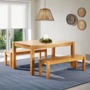 Ver imagem 1 de Conjunto Mesa e 2 Bancos Madeira Maciça Primavera CabeCasa MadeiraOriginals
