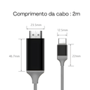 Ver imagem 2 de Cabo Adaptador Usb C para Hdmi 4k 2m Celular Função Desktop