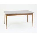 Ver imagem 1 de Mesa de Jantar 180cm Tampo em Vidro/MDF Onix Branco/Mel/Off White