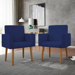 Poltrona Nina Escritório Recepção Pés Palito - Balaqui Decor Cor:azul Marinho - 2
