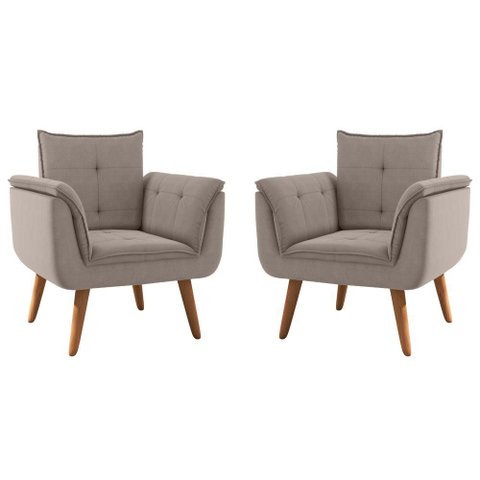 Conjunto Poltrona para Sala de Recepção Silveiras Inca Sépia
