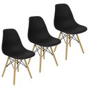 Ver imagem 3 de Kit 3 Cadeiras Charles Eames Eiffel Wood Design - Preta