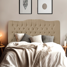 Cabeceira de Cama Box Casal 140 Cm Dunas - Veludo Bege Escuro - 3