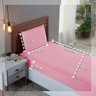 Kit Lençol de Solteiro 300 Fios Algodão 2 Peças Conjunto com Elástico e Fronha:rose - 2