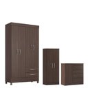 Ver imagem 1 de Guarda Roupa Solteiro Astro com Multiuso Viena com Cômoda Montevidéu Café Touch - Demóbile