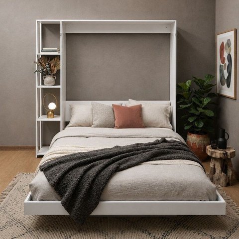 Cama Articulada de Casal com 4 Prateleiras e 2 Nichos CM8014 Branco