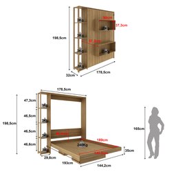 Cama Articulada de Casal com 4 Prateleiras e 2 Nichos CM8014 - 8